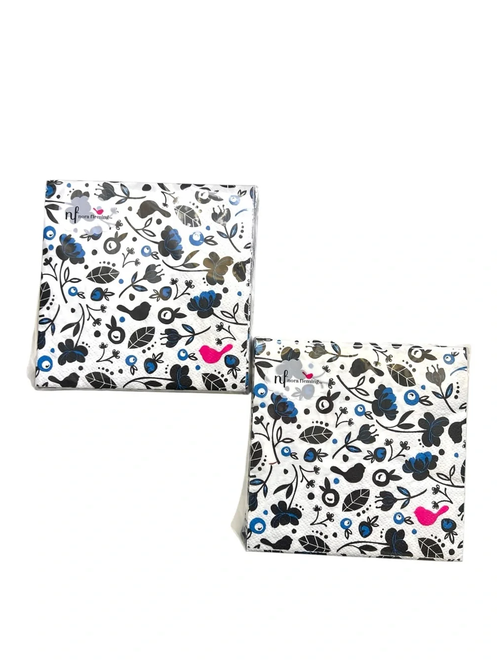 Nora Fleming Floral and Bird Pattern Cocktail Napkins Bundle of 7